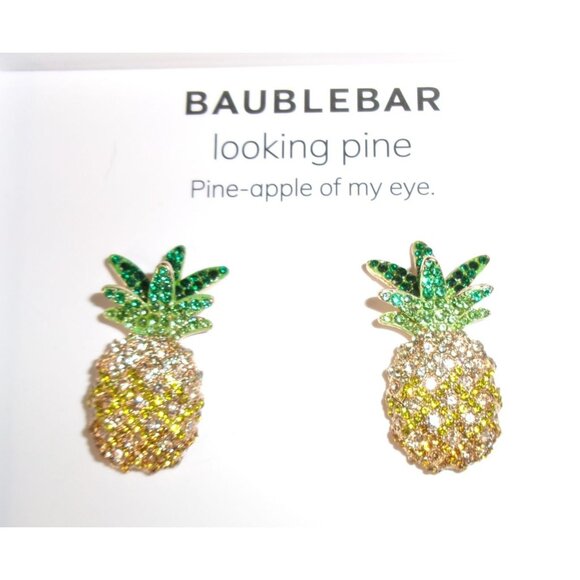 NEW Baublebar Pineapple Rhinestone Earrings - Picture 2 of 8